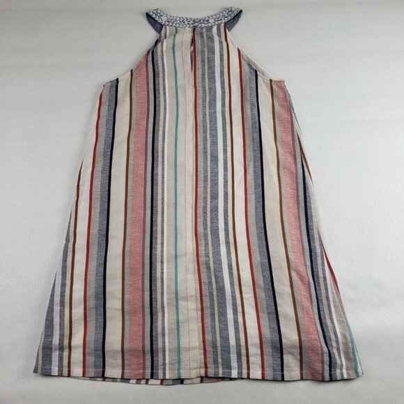THML Vertical Striped Sleeveless Dress Womens Medium Cream High Neck Embroidered - Picture 5 of 11
